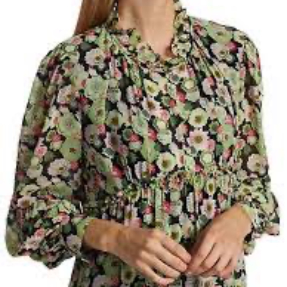 NWT CINQ À SEPT Lucille Floral Long Sleeve Maxi Dress Women's Size 10 - Picture 3 of 16